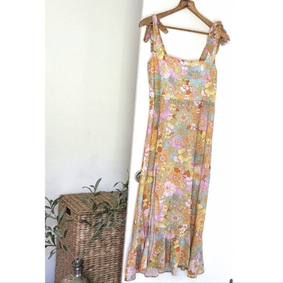 Sold on M! Show Me Your Mumu Claire Midi Dress ~ Groovy Blooms - Picture 2 of 12